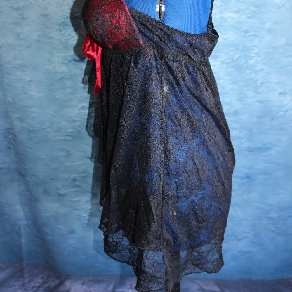 Apt. 9 Black Red Lace Crossed Back Babydoll Lingerie Size L - Picture 4 of 9